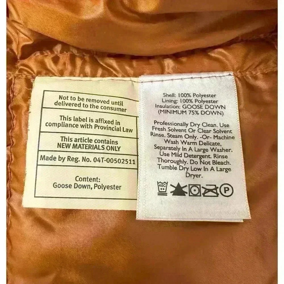 Eddie Bauer Jacket Womens Sz M Brown EB550 Goose Down Quilted Crop Puffer - Picture 13 of 16